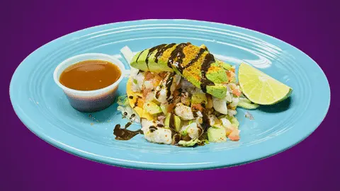 Nayarit Style Shrimp Ceviche Tostada