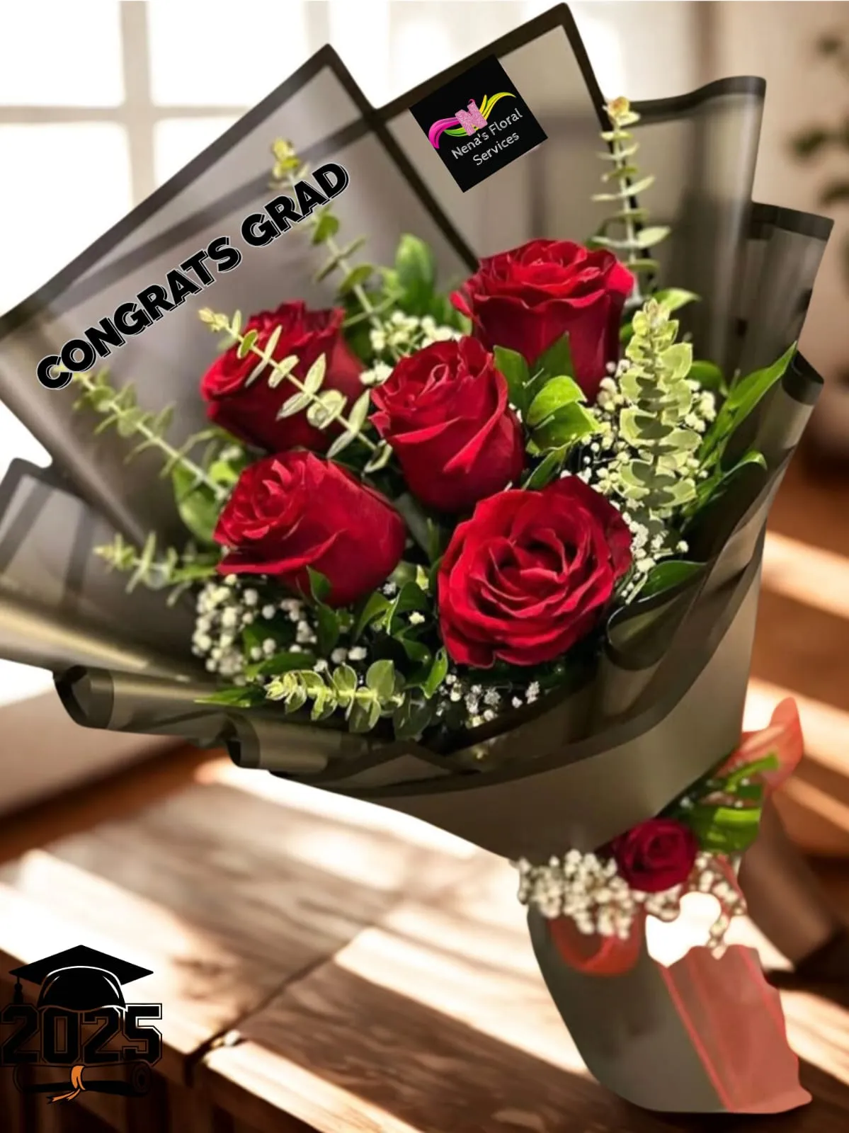Classic Red Rose Graduation Bouquet
