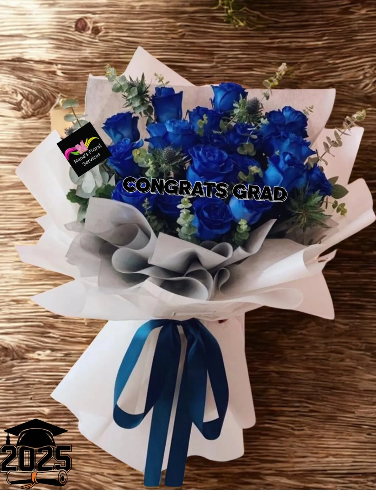 Stunning Blue Rose Graduation Bouquet